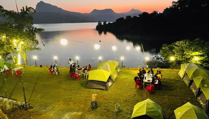 Lakeside Tents Under the Stars